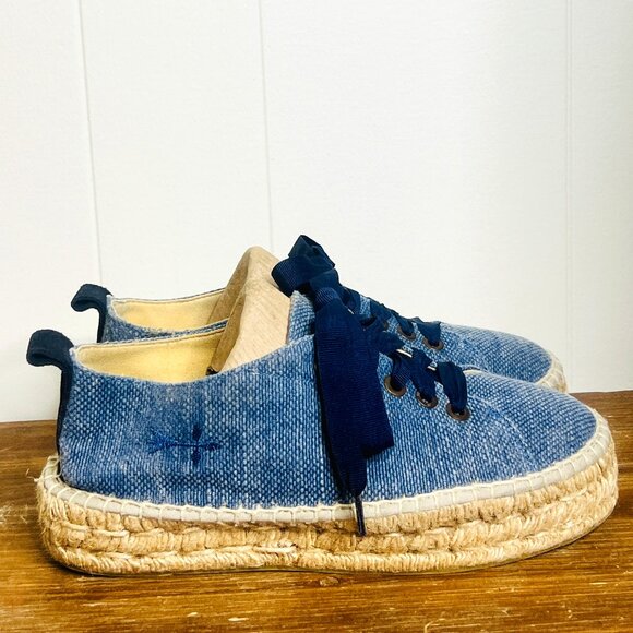 Manebí Shoes - Manebi Hampton's Lace Up Espadrille Sneakers in Chambray 37 6.5 Coastal Prep
